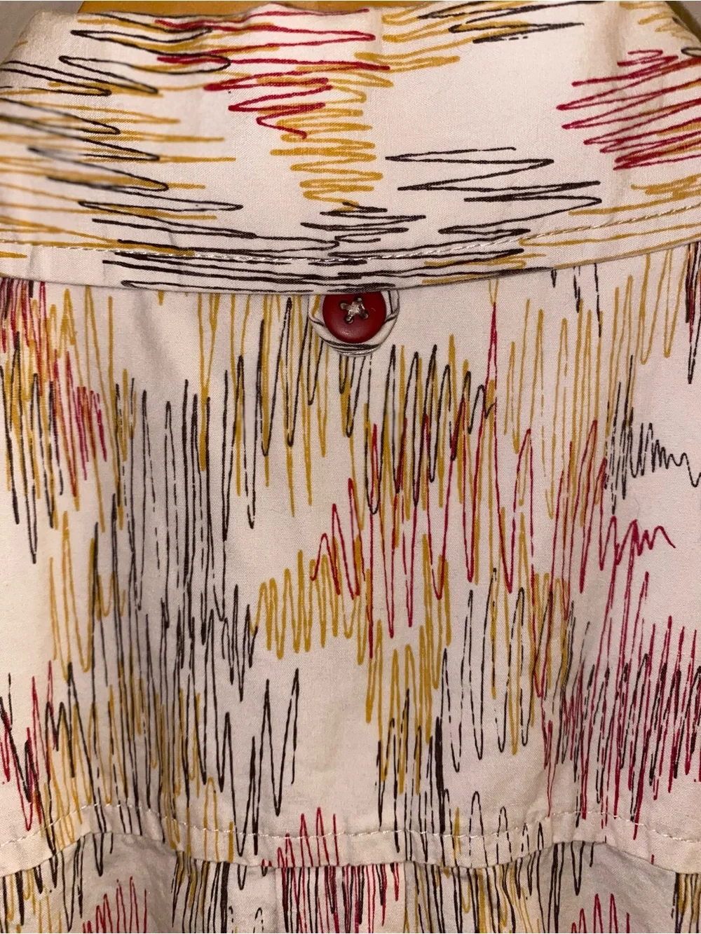 Altamont Men Medium White Orange Geometric Abstract Print Long Sleeve Button Up